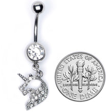 将图片加载到图库查看器,Clear Gem Silhouette Unicorn Dangle Belly Ring