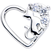将图片加载到图库查看器,16G 3/8 Clear CZ Gem Cat Heart Left Ear Closure Ring
