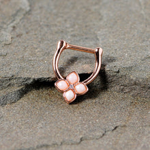 Load image into Gallery viewer, 16G 3/8 White Faux Opal Rose Gold Tone Regal Cartilage Clicker