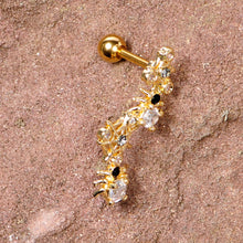 Load image into Gallery viewer, 16G 1/4 Clear CZ Gem Gold Tone Spider Halloween Cartilage Tragus