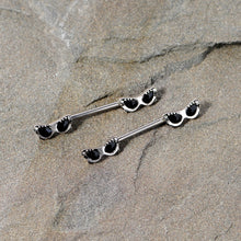 Load image into Gallery viewer, 14G 9/16 Clear Gem 50s Retro Sunglasses Barbell Nipple Ring Set