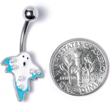 将图片加载到图库查看器,White Orb White Blue Ghost Halloween Belly Ring
