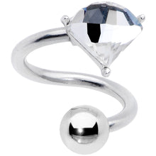 Load image into Gallery viewer, 14G 3/8 Clear Gem Faceted Bling Spiral Twister Belly Ring