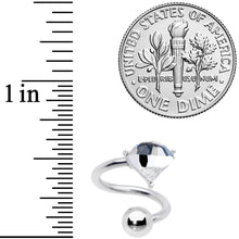 Load image into Gallery viewer, 14G 3/8 Clear Gem Faceted Bling Spiral Twister Belly Ring