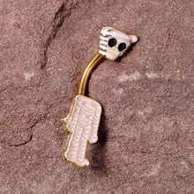 将图片加载到图库查看器,Black Gem Gold Tone Mummy Halloween Double Mount Belly Ring