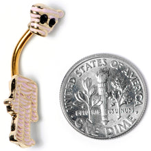 将图片加载到图库查看器,Black Gem Gold Tone Mummy Halloween Double Mount Belly Ring