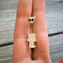 将图片加载到图库查看器,Black Gem Gold Tone Mummy Halloween Double Mount Belly Ring