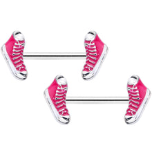 Load image into Gallery viewer, 14G 9/16 Pink High Top Sneaker Barbell Nipple Ring Set