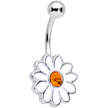 将图片加载到图库查看器,Yellow Gem White Daisy Flower Hippie Belly Ring