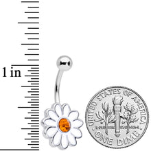 将图片加载到图库查看器,Yellow Gem White Daisy Flower Hippie Belly Ring