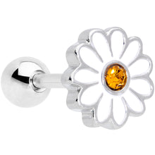 Load image into Gallery viewer, 16G 1/4 Yellow Gem White Daisy Flower Hippie Cartilage Tragus