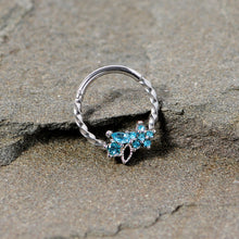 将图片加载到图库查看器,16G 3/8 Aqua Gem Star Twisted Hinged Segment Ring