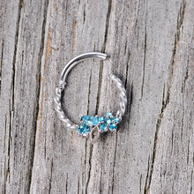 将图片加载到图库查看器,16G 3/8 Aqua Gem Star Twisted Hinged Segment Ring