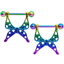 将图片加载到图库查看器,14G 9/16 Rainbow Swirly Butterfly Nipple Shield Set