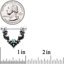 Load image into Gallery viewer, 14G 9/16 Aurora Gem Baroque Bat Nipple Shield Set
