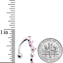 将图片加载到图库查看器,Pink CZ Gem Fashion Flower Dangle Top Mount Belly Ring