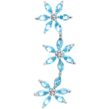 Load image into Gallery viewer, 16G 1/4 Aqua CZ Gem Tri Flower Cartilage