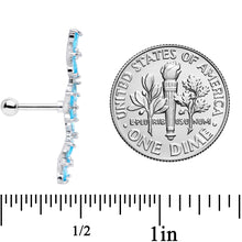 Load image into Gallery viewer, 16G 1/4 Aqua CZ Gem Tri Flower Cartilage