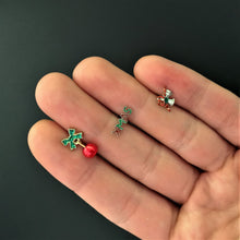 Load image into Gallery viewer, 16G 1/4 Merry Christmas Cartilage Tragus Set of 3