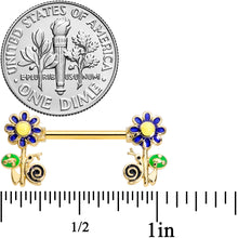 Load image into Gallery viewer, 14G 9/16 Gold Tone Snail Flower Barbell Nipple Ring Set
