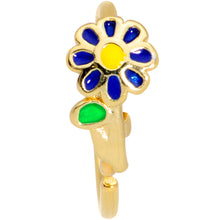 Load image into Gallery viewer, 20G 5/16 Gold Tone Blue Flower Nose Hoop