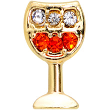 Load image into Gallery viewer, 16G 1/4 Red Gem Gold Tone Holiday Wine Glass Cartilage Tragus