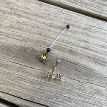 将图片加载到图库查看器,Clear Black Gem Bat Halloween Belly Ring