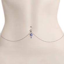 Load image into Gallery viewer, Blue Gem Tropic Flower Dangle Belly Ring Belly Chain