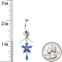Load image into Gallery viewer, Blue Gem Tropic Flower Dangle Belly Ring Belly Chain