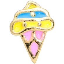 Load image into Gallery viewer, 16G 1/4 Gold Tone Pink Blue Ice Cream Cone Cartilage Tragus