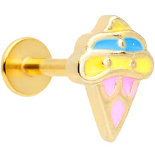 Load image into Gallery viewer, 16G 5/16 Gold Tone Pink Blue Ice Cream Cone Labret Monroe Tragus