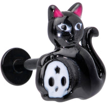 Load image into Gallery viewer, 16G 5/16 Black Cat Skull Halloween Labret Monore Tragus