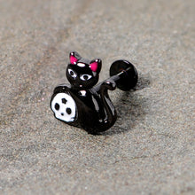 Load image into Gallery viewer, 16G 5/16 Black Cat Skull Halloween Labret Monore Tragus