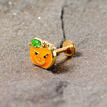 Load image into Gallery viewer, 16G 5/16 Gold Tone Pumpkin Halloween Labret Monore Tragus