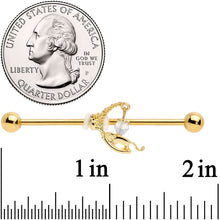 Load image into Gallery viewer, 14G Clear Gem Gold Tone Mouse Moon Industrial Barbell 38mm