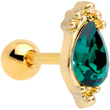 Load image into Gallery viewer, 16G 1/4 Green Gem Gold Tone Drop Cartilage Tragus