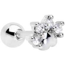 Load image into Gallery viewer, 16G 1/4 Clear CZ Gem Paw Print Cat Cartilage Tragus Earring