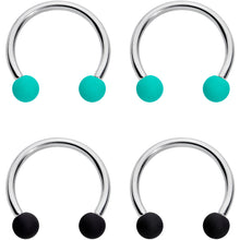Load image into Gallery viewer, 16G 3/8 Black Teal Matte Horseshoe Circular Barbell Set of 4