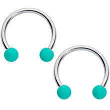 Load image into Gallery viewer, 16G 3/8 Black Teal Matte Horseshoe Circular Barbell Set of 4