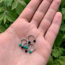 Load image into Gallery viewer, 16G 3/8 Black Teal Matte Horseshoe Circular Barbell Set of 4