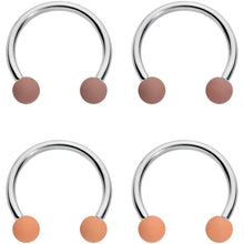 Load image into Gallery viewer, 16G 3/8 Brown Tan Matte Horseshoe Circular Barbell Set of 4