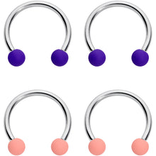 将图片加载到图库查看器,16G 3/8 Peach Purple Matte Horseshoe Circular Barbell Set of 4