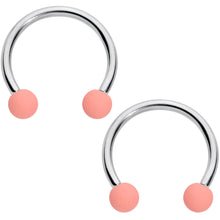 将图片加载到图库查看器,16G 3/8 Peach Purple Matte Horseshoe Circular Barbell Set of 4