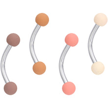 Load image into Gallery viewer, 16G 5/16 Peach Tan White Brown Matte Curved Eyebrow Ring Set of 4