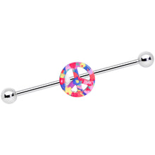 将图片加载到图库查看器,14G Hippie Rainbow Peace Sign Industrial Barbell 38mm