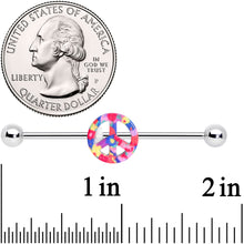 将图片加载到图库查看器,14G Hippie Rainbow Peace Sign Industrial Barbell 38mm