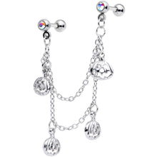 Load image into Gallery viewer, 16G 1/4 Aurora Gem Pumpkin Halloween Cartilage Chain Earring