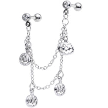 Load image into Gallery viewer, 16G 1/4 Clear Gem Pumpkin Halloween Cartilage Chain Earring