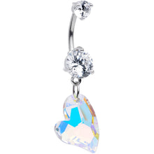 将图片加载到图库查看器,Clear Aurora Gem Stylized Heart Dangle Belly Ring