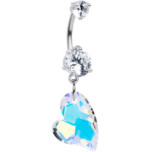 将图片加载到图库查看器,Clear Aurora Gem Stylized Heart Dangle Belly Ring